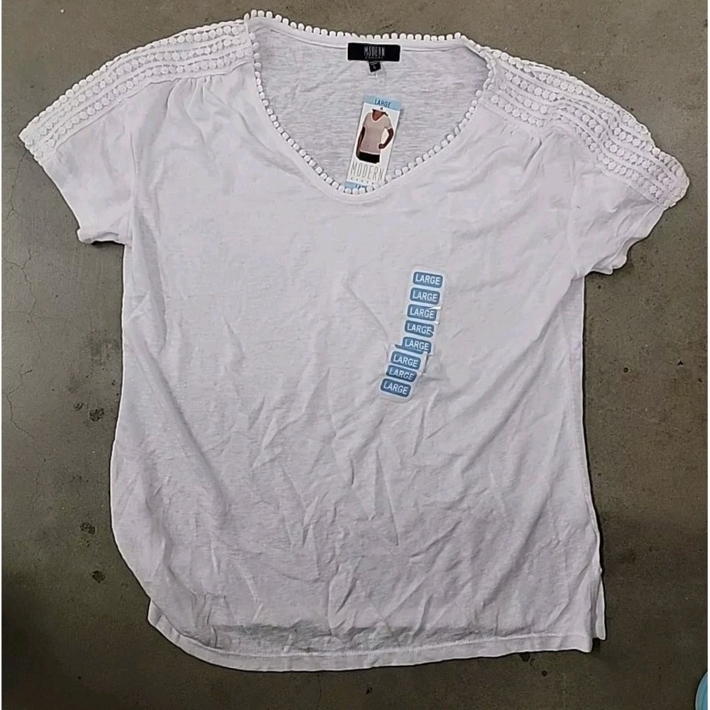 MODERN CANVAS‎ Ladies' Summer Tee in White, Large